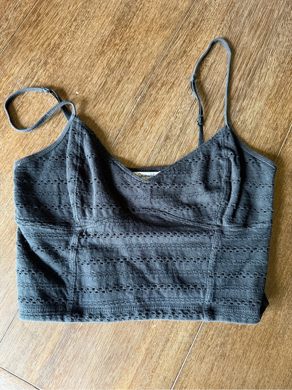 Aeropostale Black Eyelet Cropped Cami
